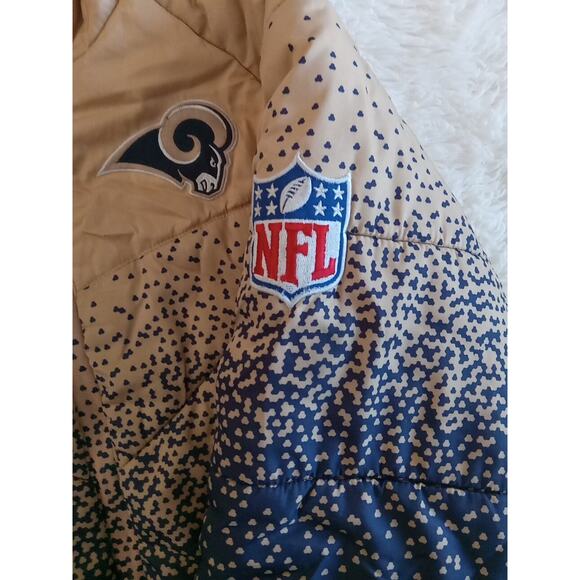 REEBOK NFL Team Apparel ST LOUIS RAMS Puffy Zip Jacket Dk Blue & Gold Women's S - Picture 2 of 12